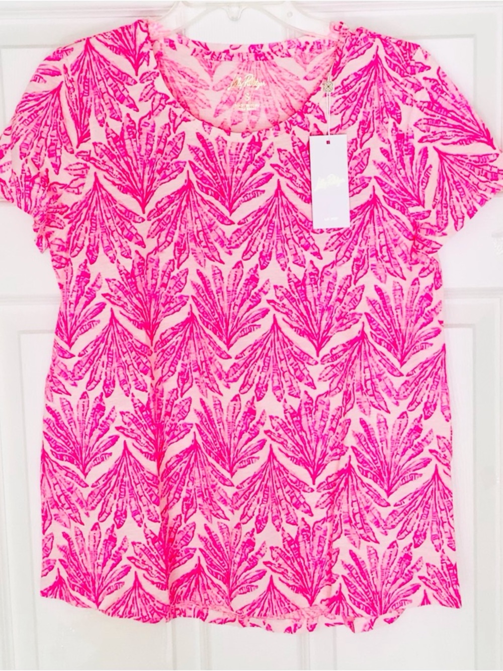 Lilly Pulitzer Etta Scoop-Neck Top-Pink Bliss Shady Babe-NEW